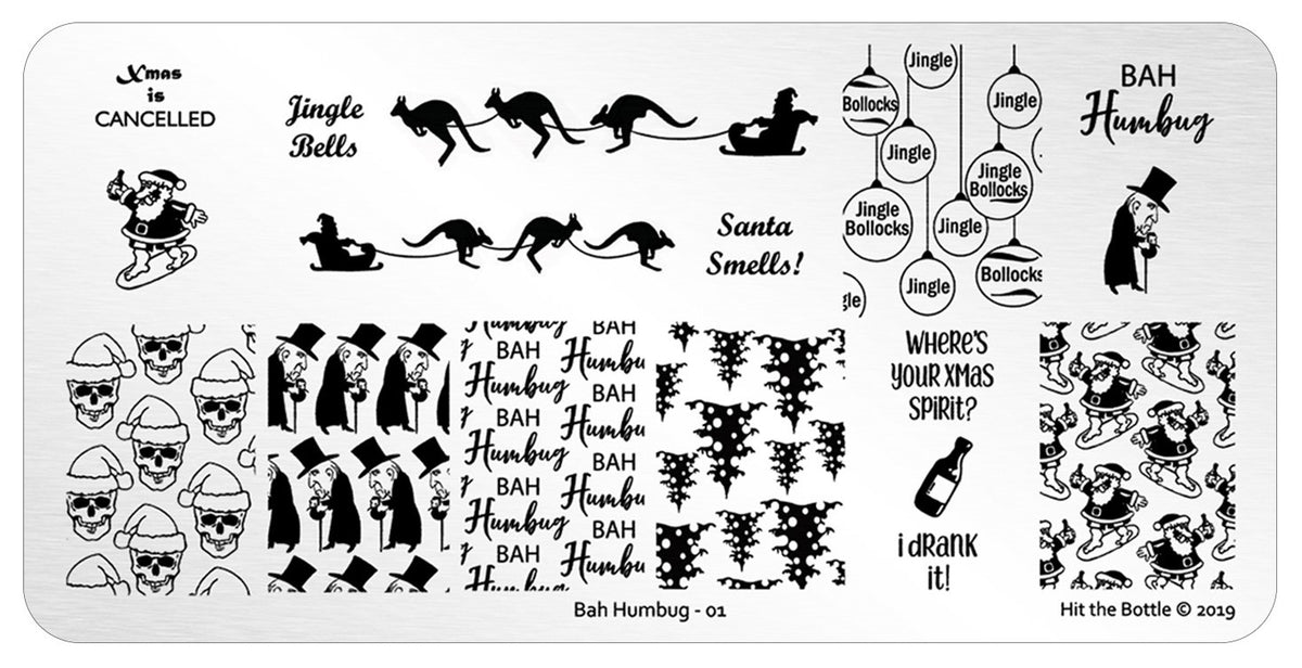 Hit the Bottle | "Bah Humbug 01" - stamping plate