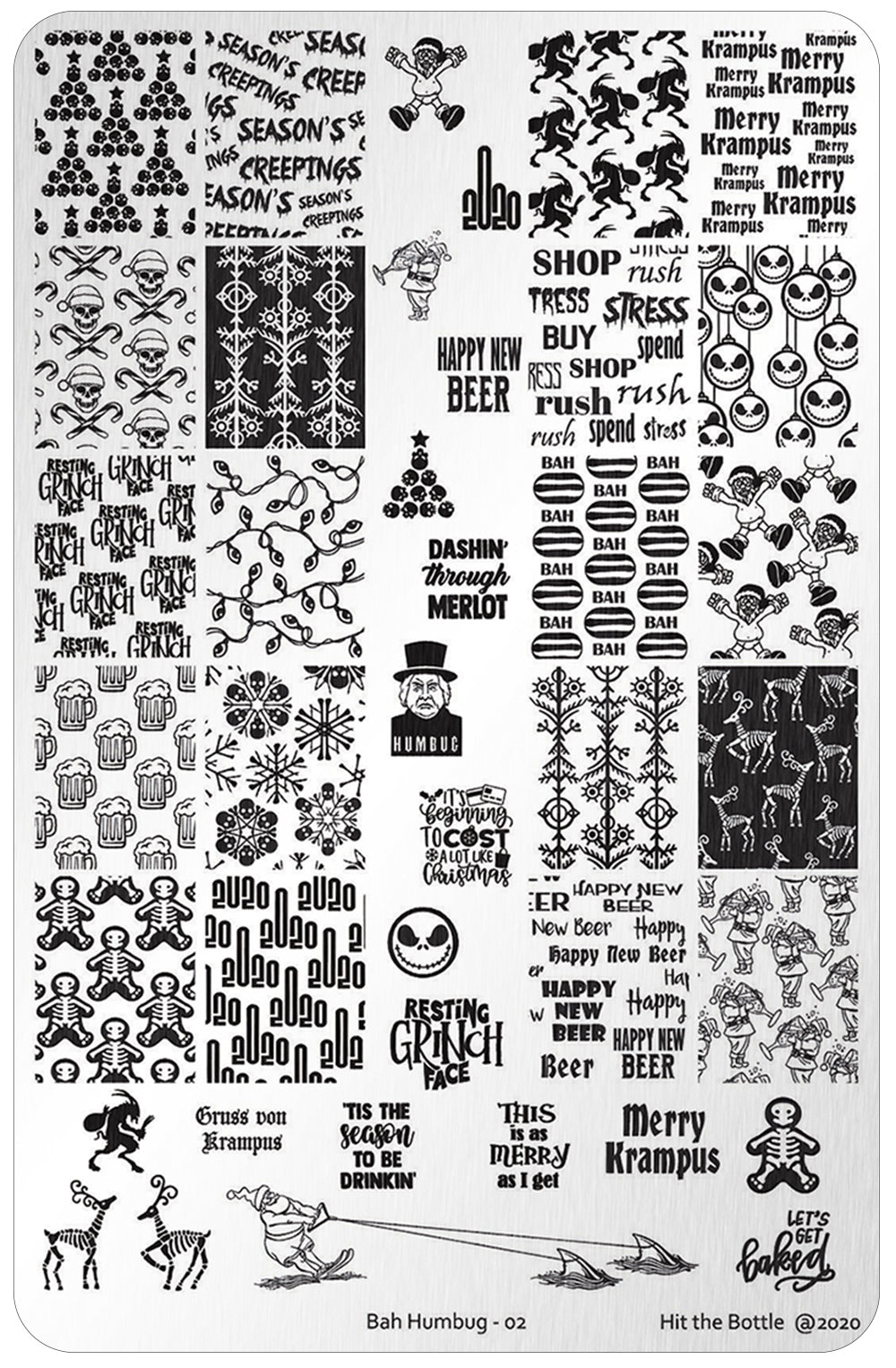 Hit the Bottle | "Bah Humbug 02" - stamping plate